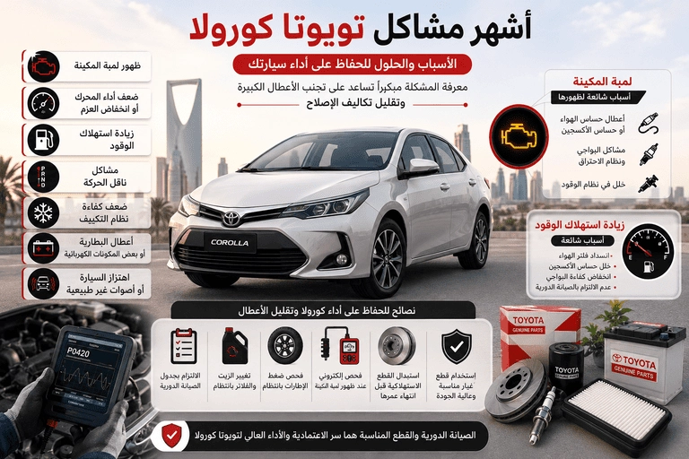 أشهر مشاكل تويوتا كورولا وكيفية التعامل معها